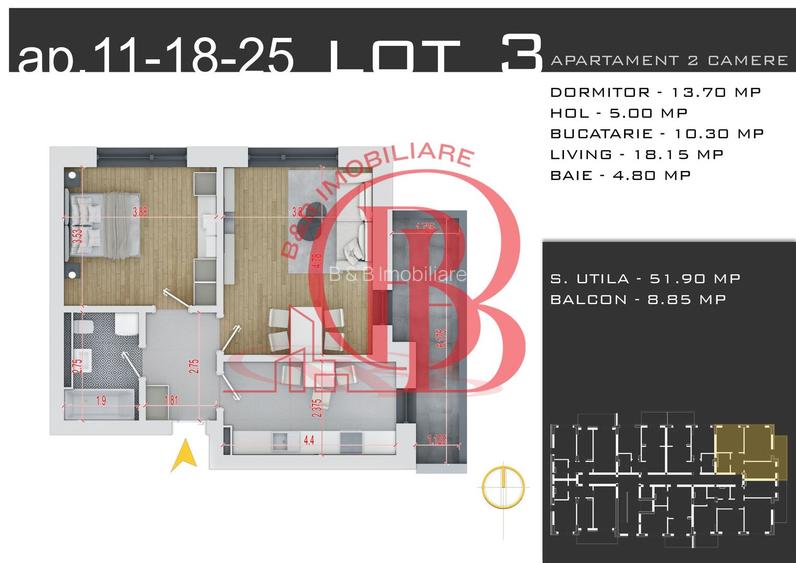 2 camere decomandat -Parcare inclusa -Pallady Comision 0 - 1