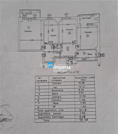 Apartament 3 camere spațios, 2 balcoane, lângă Școala „Georg - 7
