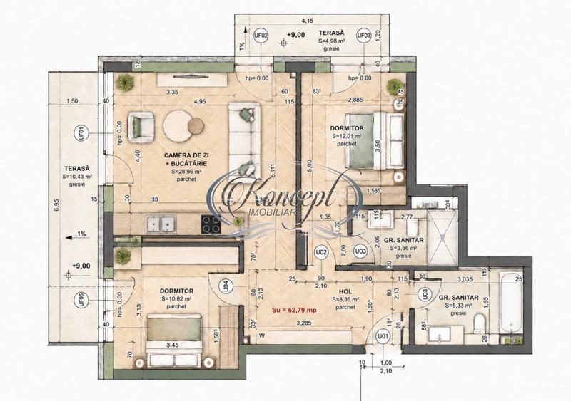 Apartament cu 3 camere in Terra Gardens, Cluj-Napoca - 7
