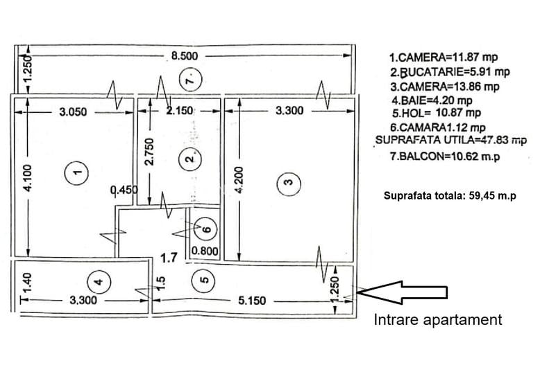 Apartament cu potențial, 59 mp, zona General – utilități separate - 2