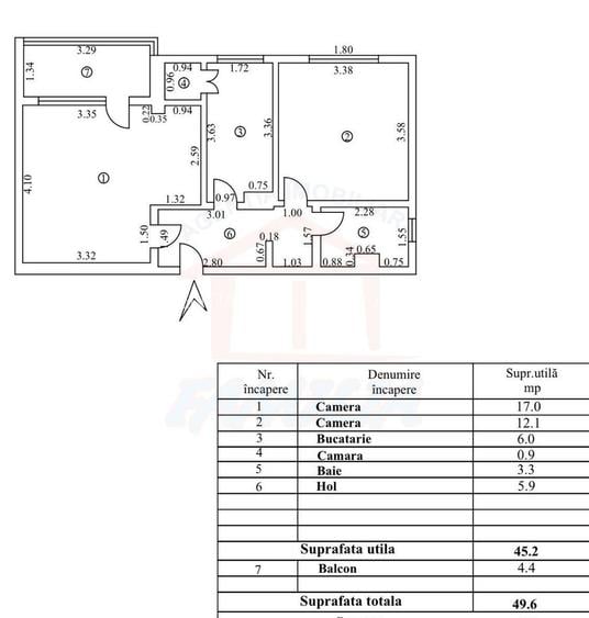 54.900 euro, 2 camere decomandate, LIBER, 50mp, etaj 9 din 10, Micro20 - 3
