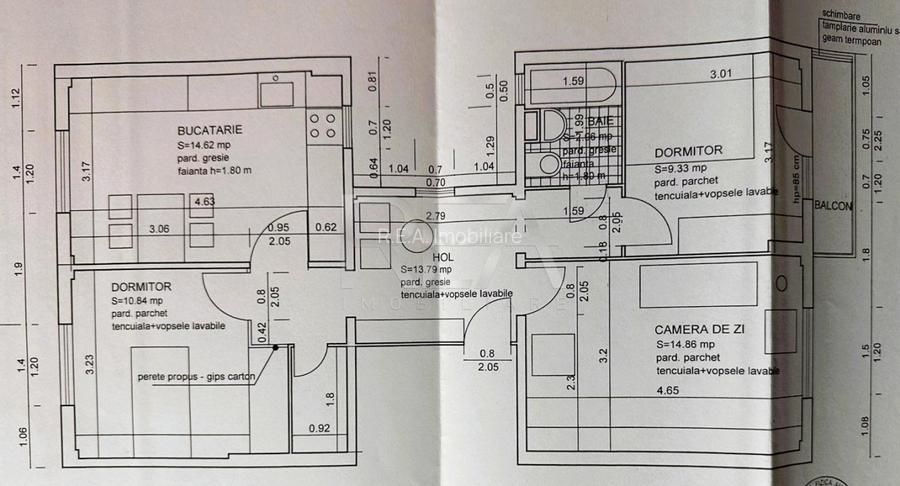 3 camere, Tei, decomandat, 69 mp, metrou, anvelopat - 5