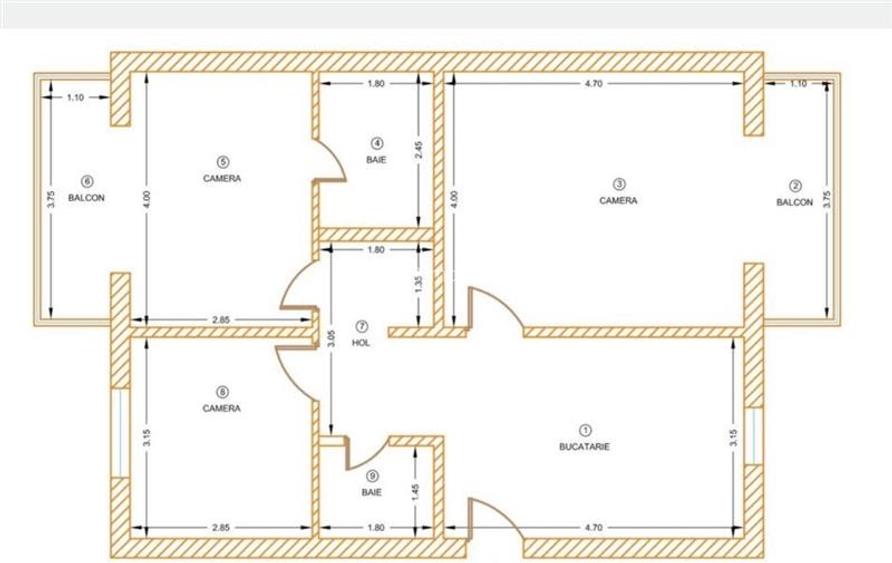 Decomandat etaj 1 cu 2 bai si 2 balcoane, mobilat si utilat - 16