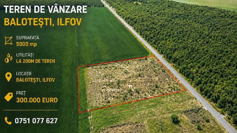 Teren intravilan Balotesti - 5000 mp, langa EdenLand