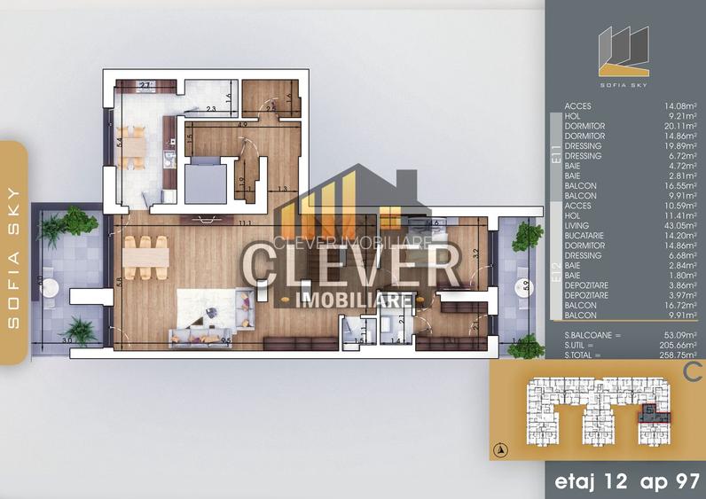 Penthouse duplex 4 cam 258 mp, lift privat, Pallady - 2