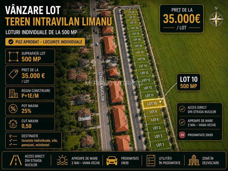 Vânzare loturi teren intravilane Limanu Vama Veche minim 500 mp. PUZ - 3
