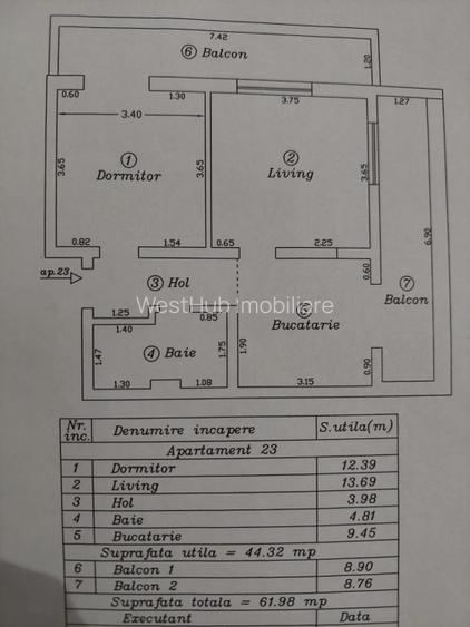 Apartament 2 camere, decomandat, 45 mp utili - GIROC - 8
