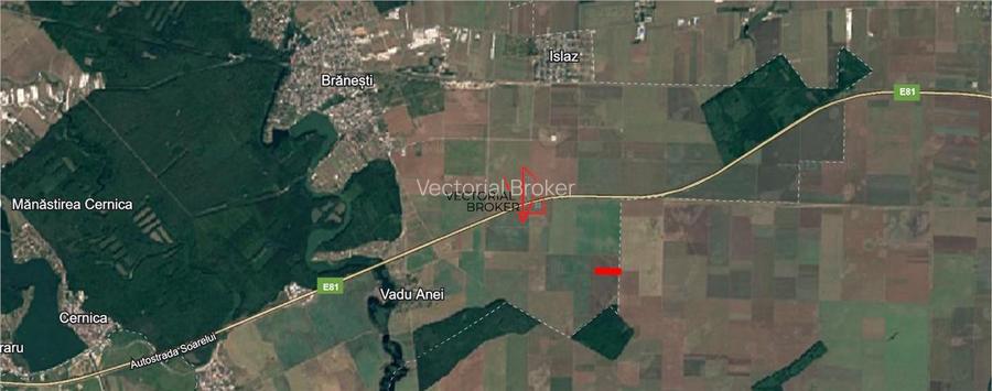 Teren extravilan 12.167 mp – Branesti, Ilfov – deschidere 27 m - 4