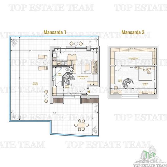2 camere cu Terasa de 100 mp , Duplex Exclusivist - Lux la Mansarda!