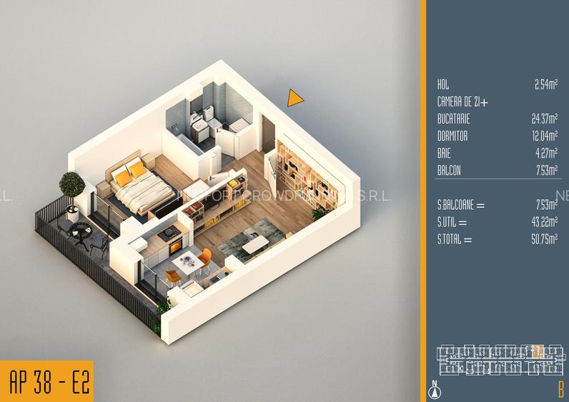 Neofort 84 - 2 camere tip studio in bloc nou Titan ideal primul apartament - 7