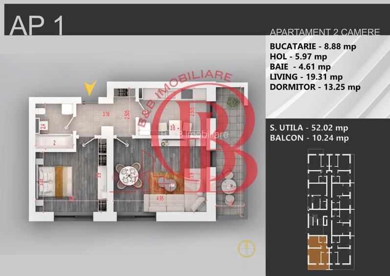 Apartament 2 camere bloc boutique parcul Teilor - 1