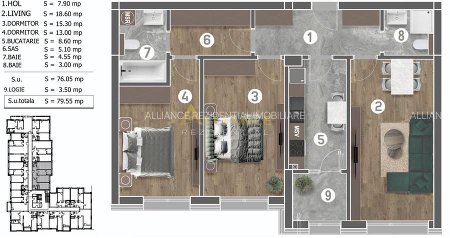 3 Camere gata de mutare / Zona Berceni - Metalurgiei - Grand Arena - 12