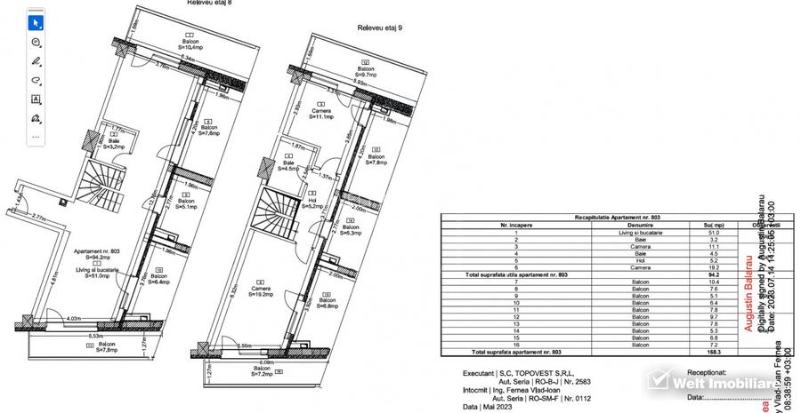 Apartament et 8+9 in Wings, 2 dormitoare, 2 bai, 75mp terase, 2 parcari  - 9