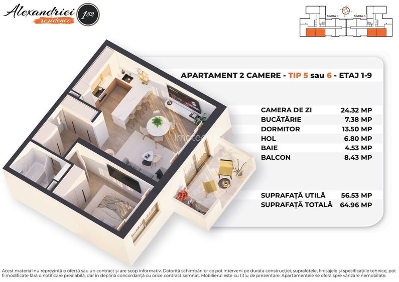 Apartament 2 camere/ bloc nou/ finisaje la alegere - 5