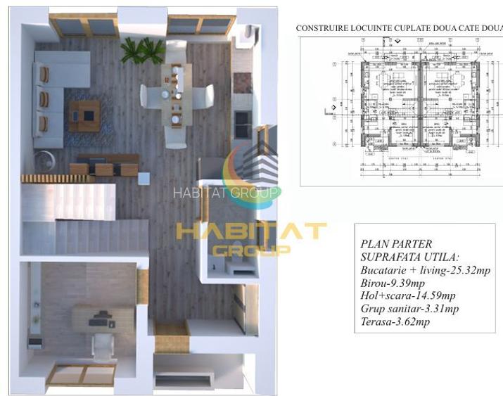 Vila tip duplex- 6 camere- teren 200mp- Miraslau - 5