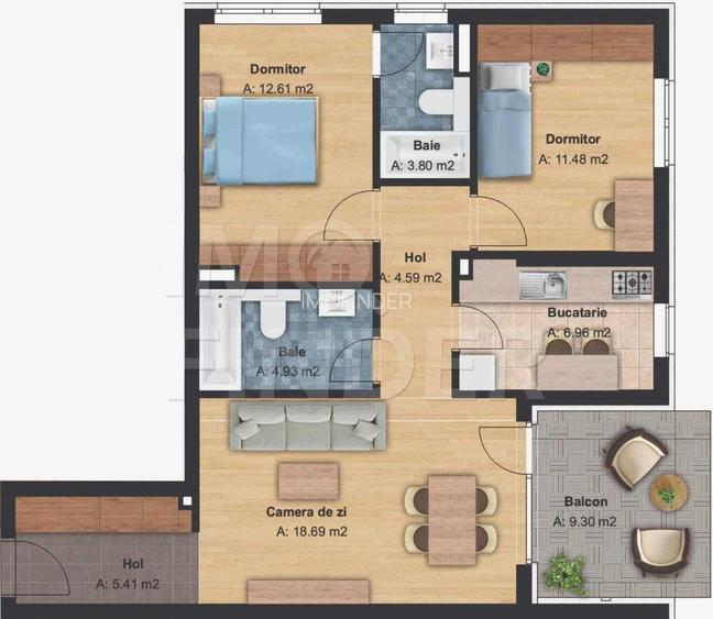 Apartament nou de 3 camere superfinisat, cartier Bună Ziua - 6