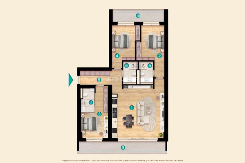 Apartament 4 Camere - Soseaua Pipera 14A - Langa Pipera Plaza - Tipologia 4A - 1