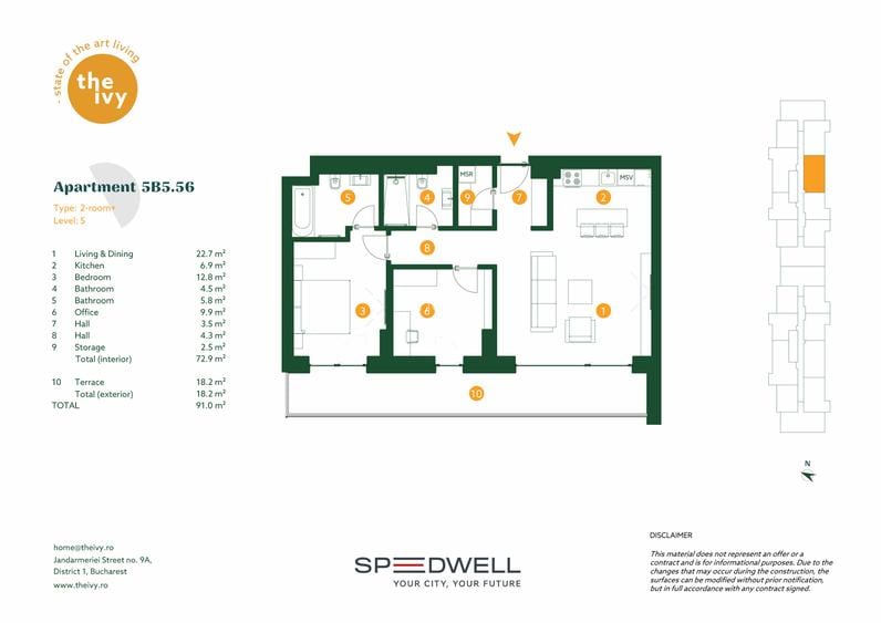 Apartament 2 camere in Baneasa | 72.9 mp + 18.2 mp terasă - 1