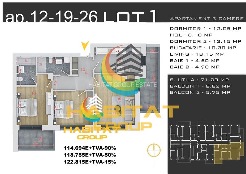 Pallady 3 camere decomandat 86 mp + loc parcare gratuit - 2