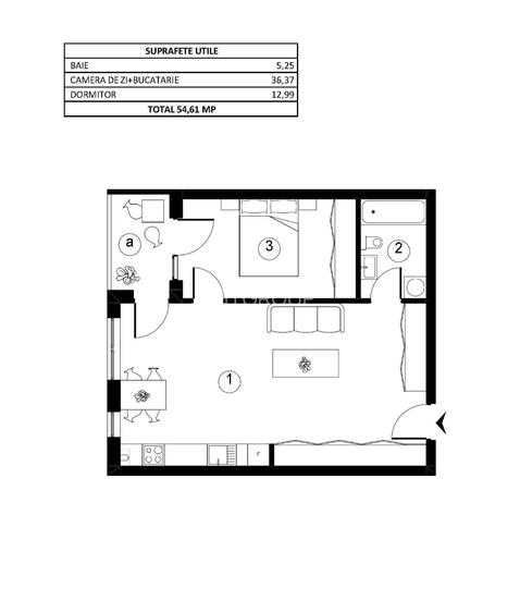Apartament 2 camere finisat cu C.F., Soporului 1-3, Parcare inclusă, Comision 0% - 3