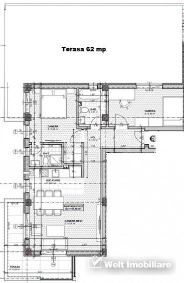 3 camere, 68mp, 2 terase 72 mp, 2 bai, parter, lift, garaj, Manastur - 5