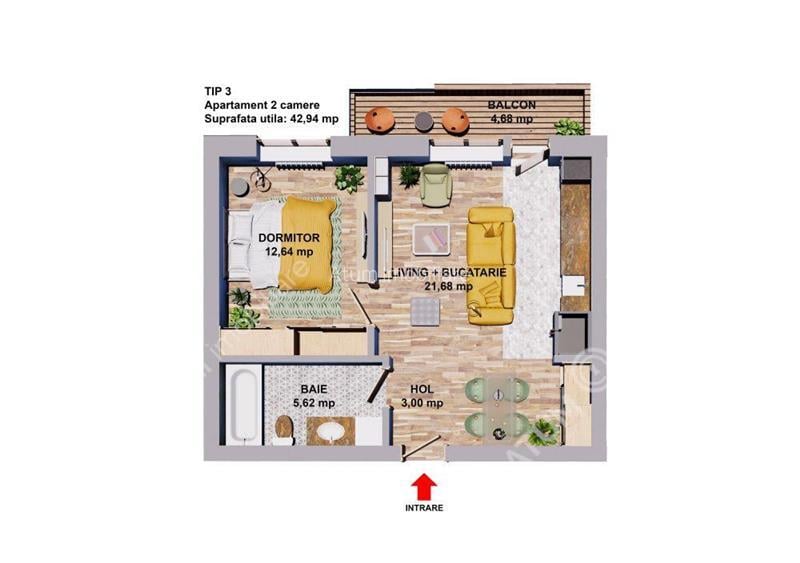 Apartament cu 2 camere de inchiriat in zona Selimbar/Vasile Aaron - 5