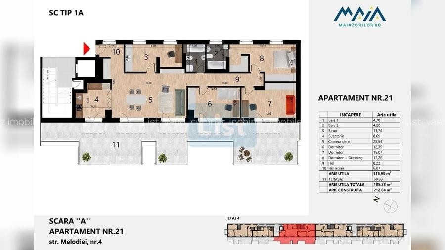 Vanzare(cesionare) apartament cu 5 camere cu 2 parcari  Maia Zorilor! - 5