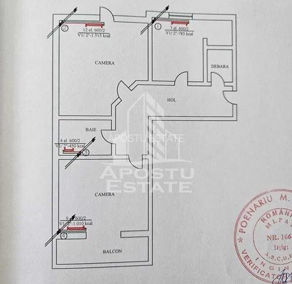 Apartament cu 2 camere, decomandat, etaj intermediar, zona Steaua - 7