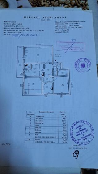 Apartament 3 camere mobilat Micro 21