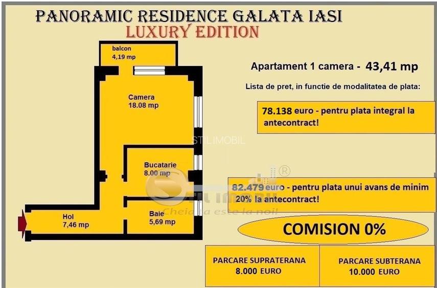 Apartament 1 camera de vanzare in Iasi, Galata, 43,41 mp, bloc nou - 2