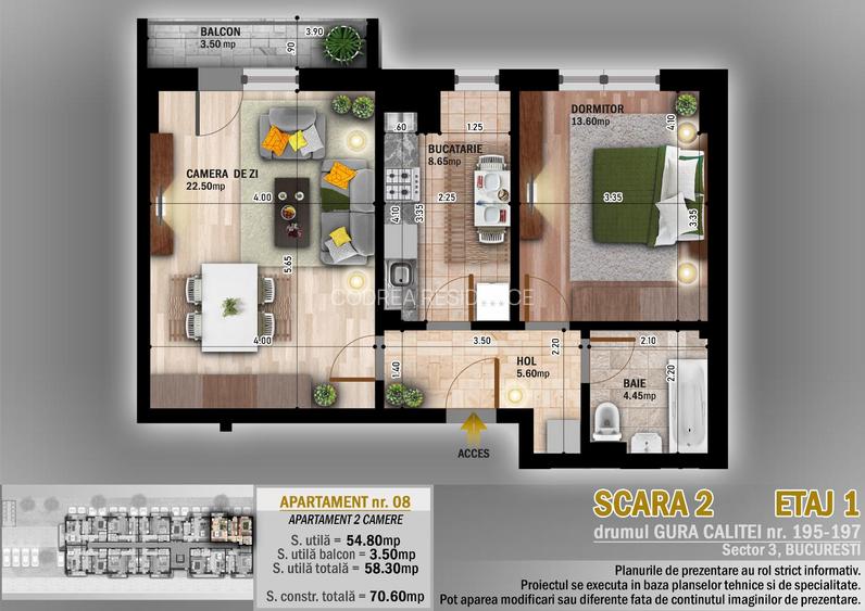 Apartament 2 camere, zona Nicolae Teclu - 3