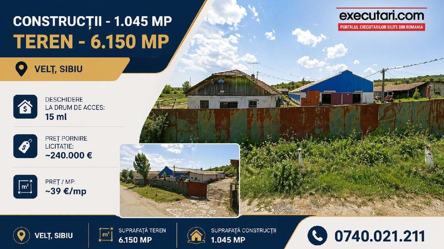 Constructii - 1.045 mp + Teren - 6.150 mp, Loc. Velt