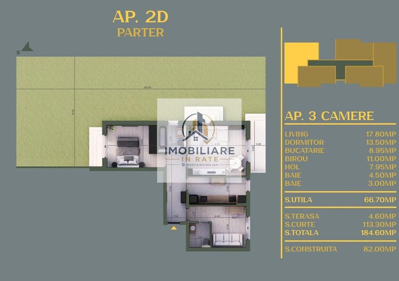 Apartament 3 Camere + Curte I 185 MP I Rate Direct La Dezvoltator pe 5 ani