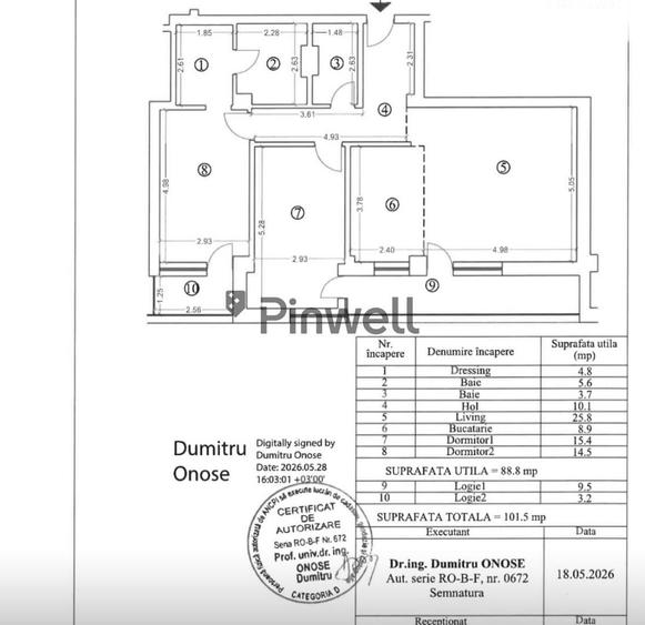 Apartament 3 camere| Straulesti| Imobil 2026| 88.8 mp + 2 balcoane|