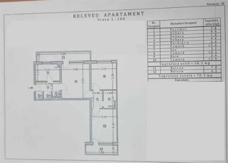 Apartament 3 camere Semidecomandat  Pta. Sudului