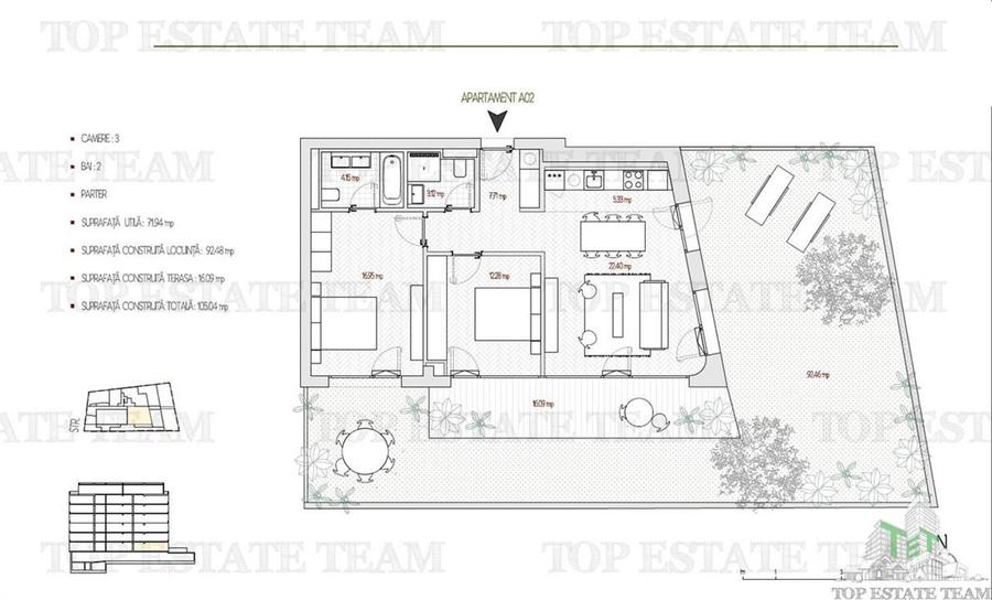 Apartament 3 Camere cu 92 mp gradina, bloc Boutique, Bucuresti, Parcul Operei