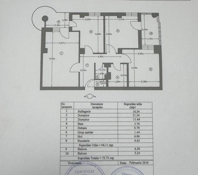 Apartament decomandat 3 camere Gavana