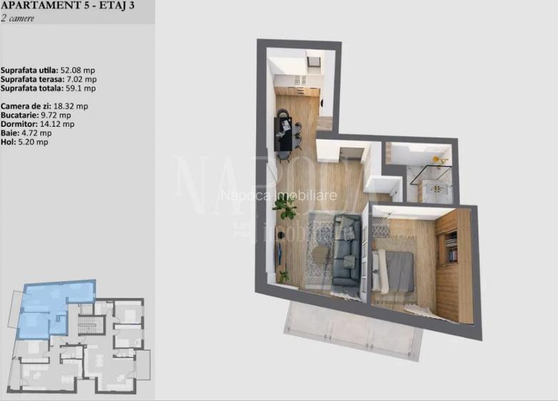 Apartament 2 camere de vanzare in Centru, Cluj Napoca - 3