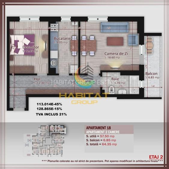 Pallady 2 camere decomandat 65 mp in bloc tip boutique - 2
