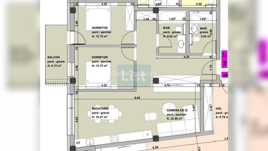 Apartament de vanzare, 3 camere, 106mpc, Centru Vechi, comision 0% - 2