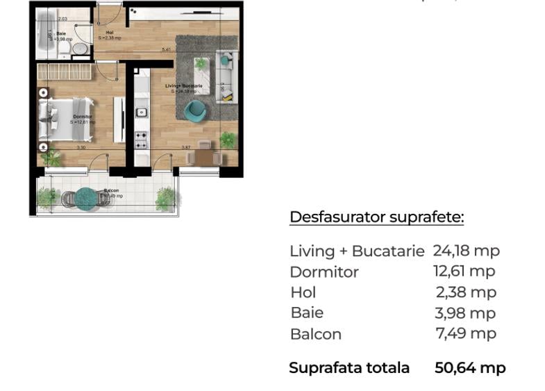INVESTITIE IDEALA/ Apartament de 2 camere/7  minute metrou Berceni - 7