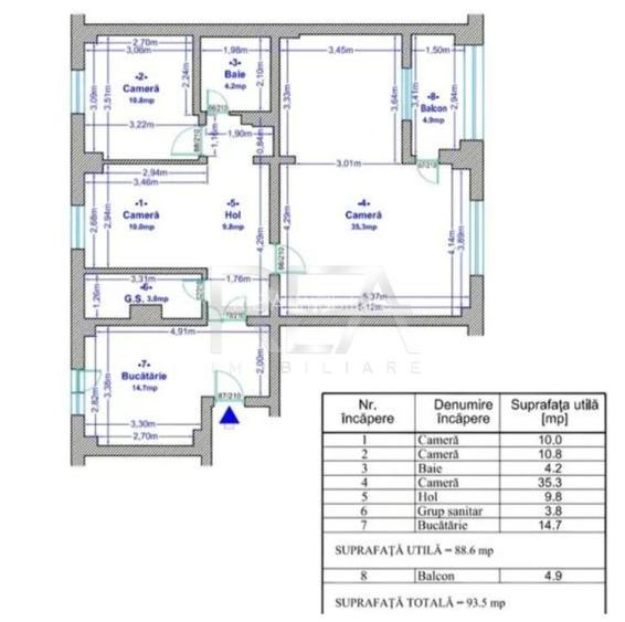 4 camere, 3/8, anvelopat, 94 mp, bloc 1994-Lujerului-Virtutii - 17