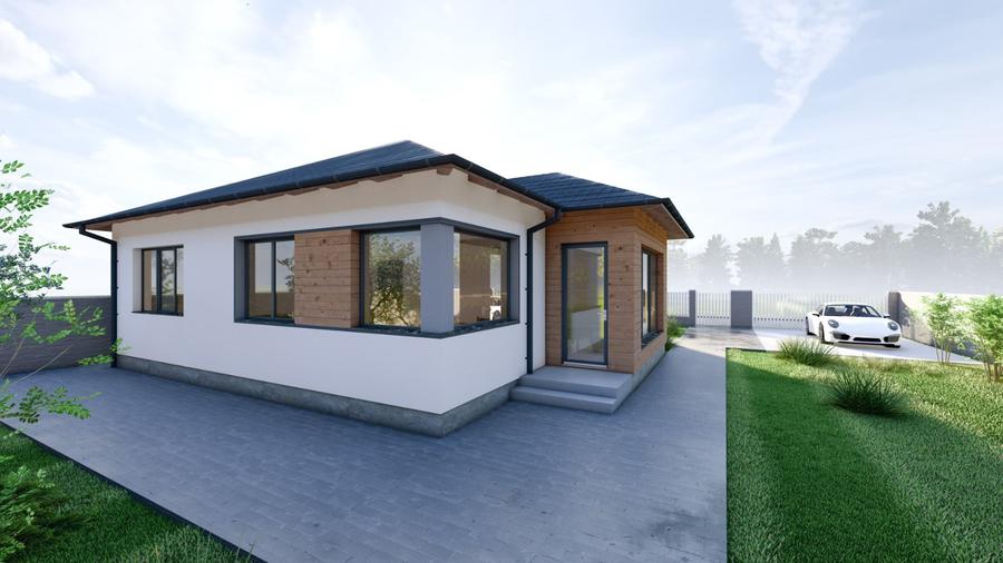 Casă nouă 105 mp utili, 3 băi, 430 mp teren, încălzire în pardoseală.