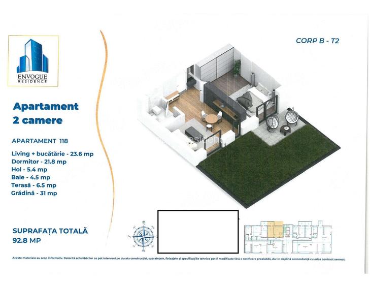 Studio 2 cam cu gradina  Auchan - Iuliu Maniu,  Envogue Residence Militari - 1