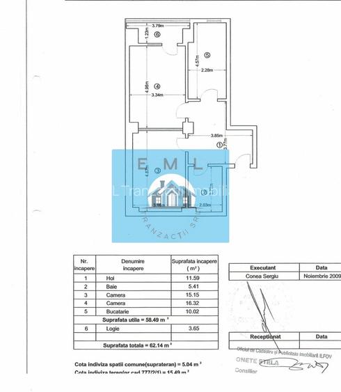 Apartament 2cam posibilitate transformare in 3cam si loc parcare . - 14