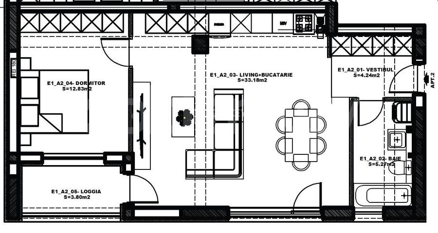 Atlanta Residence | Etaj 2 Apartament insorit 2 camere | 72mpc - 1