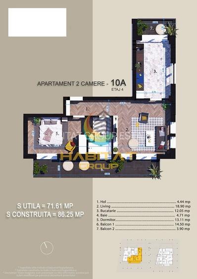 Pallady 2 camere 53 mp + terasa 19 mp langa Parcul Teilor - 2