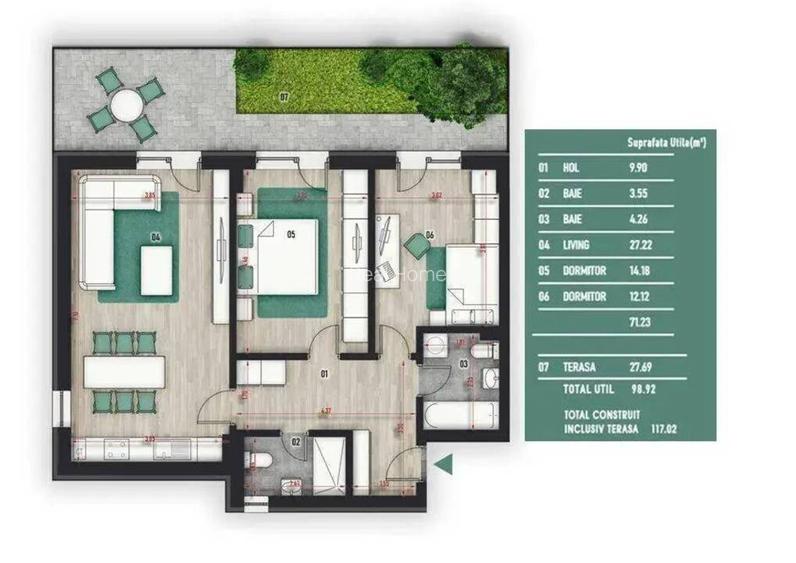 3 camere cu gradina | FINALIZAT | loc de parcare | 8 minute N.Teclu - 2