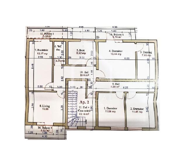 Apartament la vila cu 4 camere, 104mp utili, 2 balcoane, Selimbar - 1