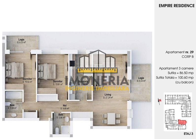 Empire Residence Tornadei 2 – Comision 0% – 3 camere spațioase, imobil premium - 9